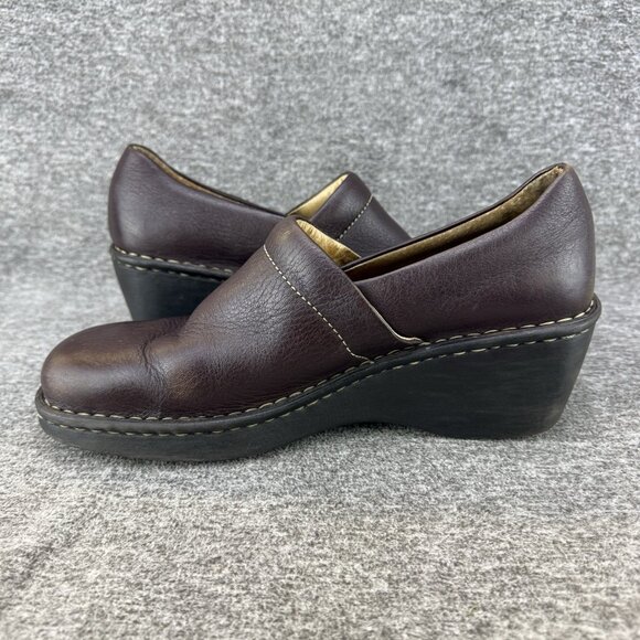 ✅Born Wedge Clogs Women’s Size 9.5 Brown Leather Comfort Slip On Shoes W9898 - Picture 9 of 12